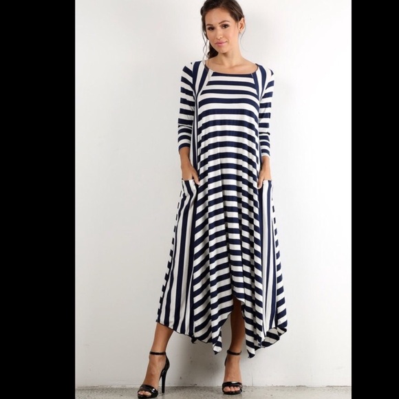 Dresses & Skirts - Black + White Striped Dress